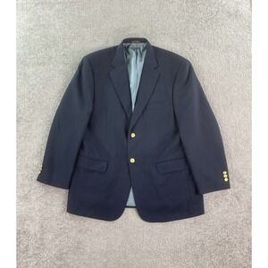 Vintage Stafford Blazer 42R Blue Wool Hopsack Gold Button Ivy League Classic